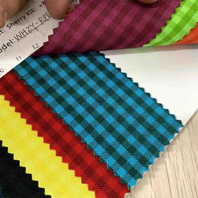 600D rPET Cationic Two-Tone Plaid Fabric | Recycled Polyester | Wholesale B2B Supplier